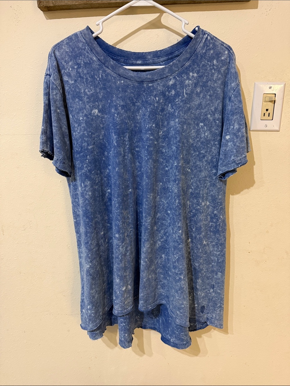 FP Movement by Free People Blue Mineral-Wash Short Sleeve OVERSIZED Leg Day Tee